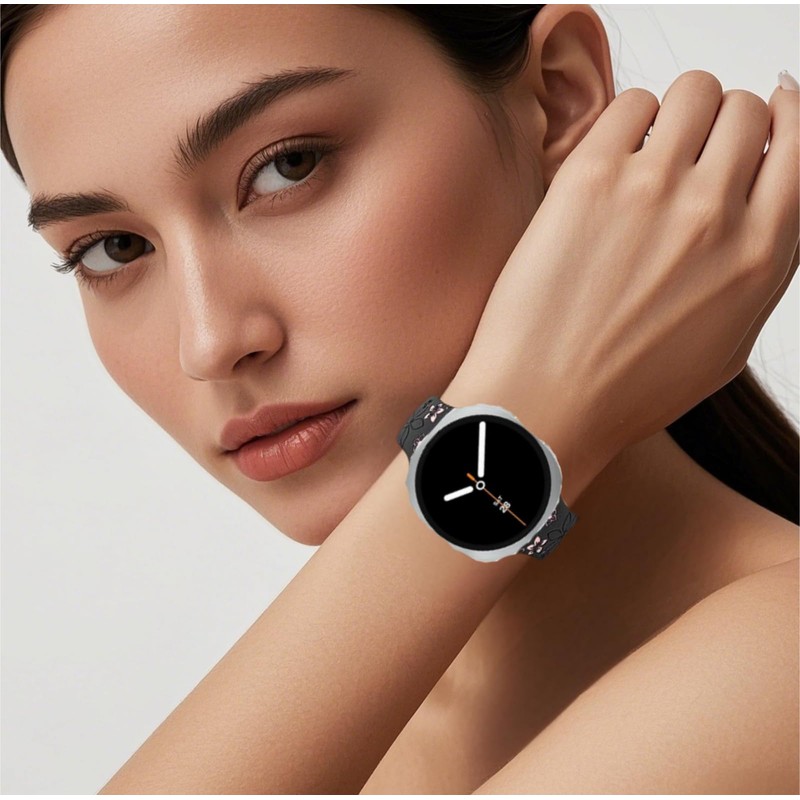 GeeBerYo Two-Tone Flower Engraved Bands Compatible with Galaxy Watch 8