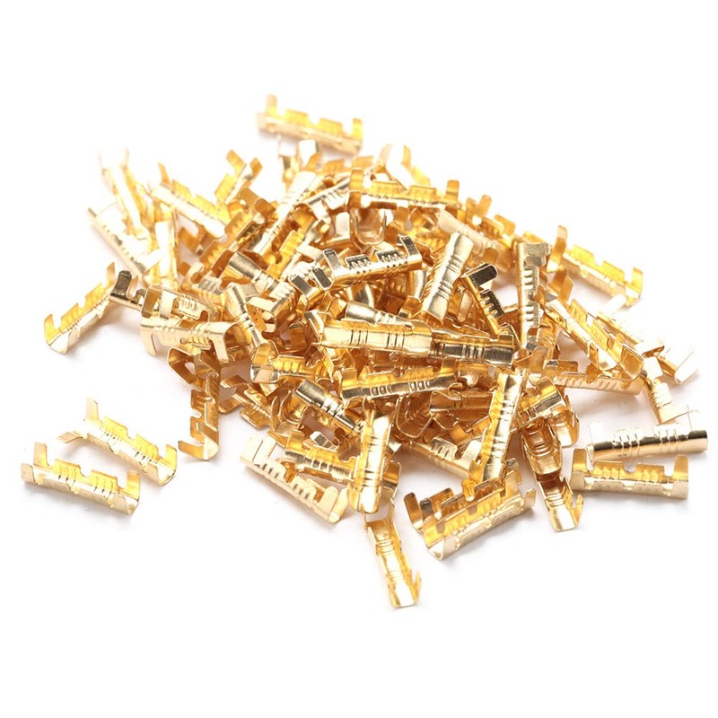 Brass Crimp Terminal, 100Pcs Square U Shape Copper Terminals Open