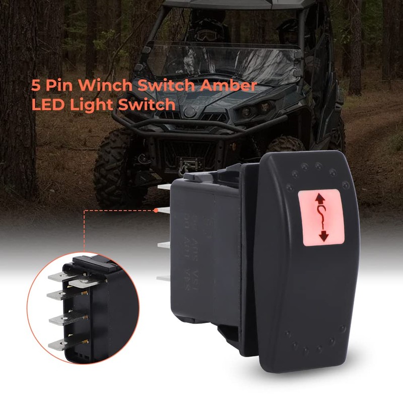 Foruly 5 Pin Winch Switch Amber LED Light On Off
