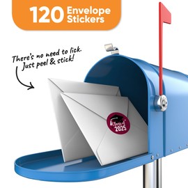 Big Dot of Happiness Class of 2025 Maroon Grad Party Envelope Seal Stickers, Round Circle Stickers to Seal Invites & Thank You Cards, Graduation Envelope Seals - 120 Count (Maroon)