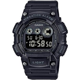 Casio W-735H-1BVEF Men's Black Vibration Alarm Watch, Black, Modern