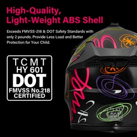 TCMT Black Kids Youth Motorcycle Motocross Offroad Helmet Dirtbike Street Bike Karting BMX MX ATV Full Face Helmet Gloves Goggles Dot Approved