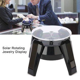 Semme Solar Turntable,Solar Rotating Display Stand, 360° Rotating Turntable with LED Light for Watch Phone Jewelry Display (Black)