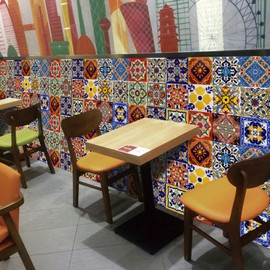 Mexican Tiles, Pack of 24, Vintage Moroccan Designs, Bathroom and Kitchen Tiles Decoration, Shower Stairs Kitchen Back Wall (20 x 20 cm)
