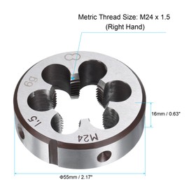 sourcing map Round Threading Die M24 x 1.5 Metric Thread Right Hand Screw Cutting Fixed Dies, Alloy Tool Steel Tapping Repair Tool