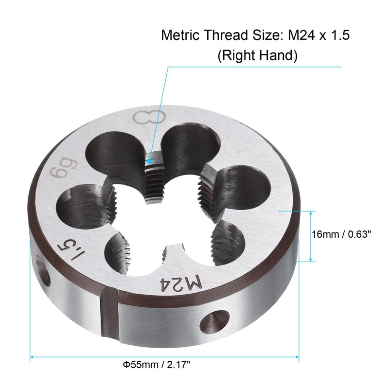sourcing map Round Threading Die M24 x 1.5 Metric Thread