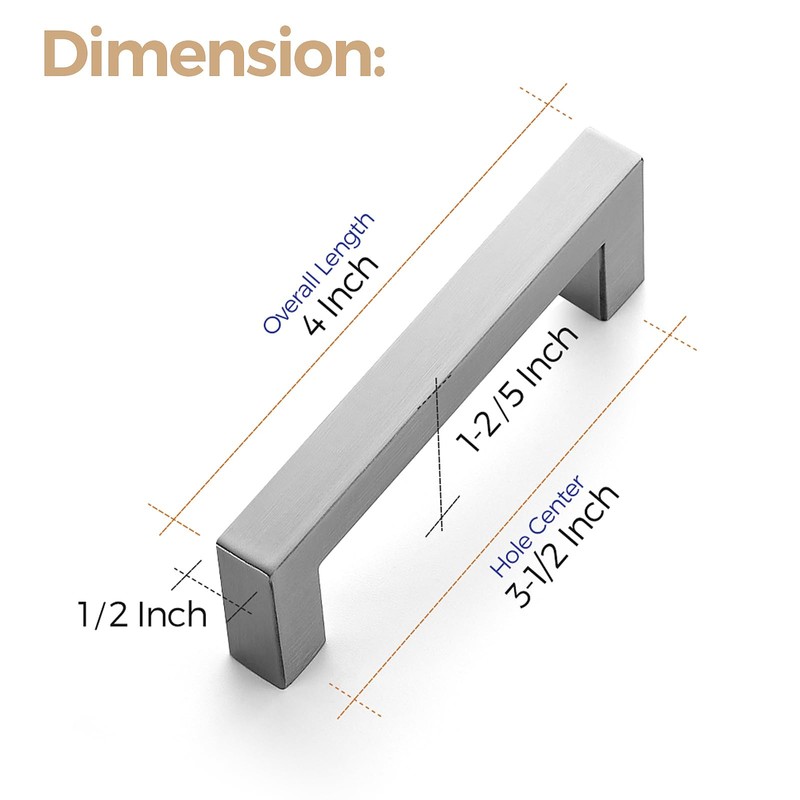 Ravinte 12 Pack 3-1/2 Inch Kitchen Square Cabinet Handles Satin