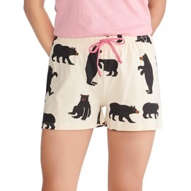 Little Blue House By Hatley Women's Black Bears On Natural LBH Boxer, Cream, Medium