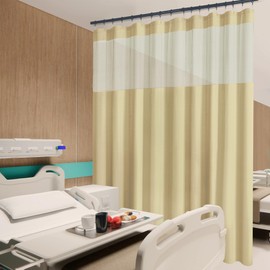 Phating Flame Retardant Hospital Curtain Room Divider, Grommet Cubicle Divider Privacy Medical Curtain for Hospital, Medical Clinic, Lab(1 Panel, Beige, 5x8FT)