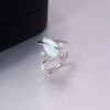 CiNily Silver Opal Ring White Fire Opal & Cubic Zirconia