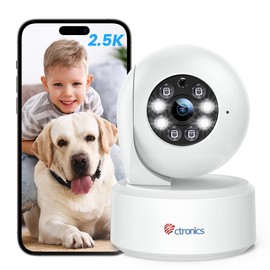ctronics 2.5K 4MP Indoor Surveillance Camera, 2.4/5 GHz WiFi Camera Indoor with Colour Night Vision 20 m, 360° Coverage, Motion Detection & Person Detection & Car Tracking, 2-Way Audio, SD/Cloud (1)