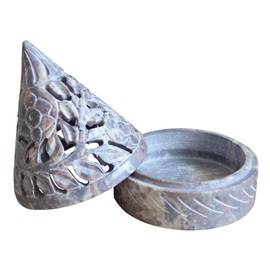 Bitto Pyramid Incense Cones Holder and Lantern Soft Stone Height 10.5 cm Diameter 8 cm