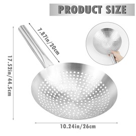 DOERDO Oil Skimmer Pasta Strainer 10 Inch Stainless Steel Kitchen Utensils Wire Strainer Pasta Strainer Spoon Food Strainer, 26CM