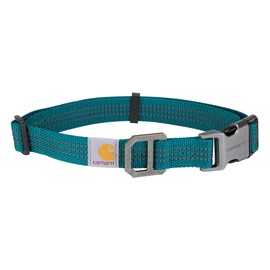 Carhartt Fully Adjustable Nylon Webbing Collars for Dogs, Reflective Stitching for Visibility, Shaded Spruce (Nylon Webbing), Medium