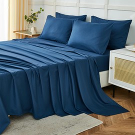 ILAVANDE Navy Blue Queen Sheets Set 6 Piece,Hotel Luxury Super Soft 1800 Series Microfiber Queen Bed Sheets Set-Wrinkle Free & Breathable-14 Deep Pocket Sheets for Queen Size Bed(Queen,Navy Blue)