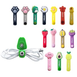 Cord Management WiViVi 14pcs Strong Binding Metal Snap Fastener Cord Clip Cute Cable Band Cable Clip Wiring Accessories (14 Colors)