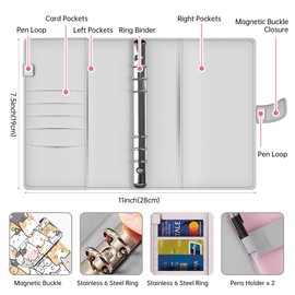 AOPEFNX Budget Binder, Cute A6 Money Saving Binder with Zipper Envelopes, PU Leather Money Organizer for Cash, Expense Budget Sheets and Cash Envelopes for Budgeting Cute Cate Faces