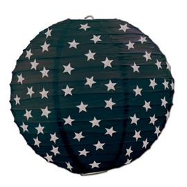 Beistle 3-Pack Star Paper Lanterns, 91/2-Inch, Black and Silver, black/silver (54573-BKS)