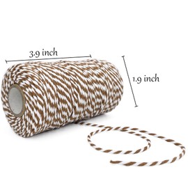 Cotton Twine Brown and White Baker String 2mm Thick 328 Feet Christmas Twine for Gift Wrapping DIY Crafts Home Decoration Gardening