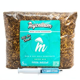 Mycelium’s Black Reishi Gourmet Mushroom Kit | 5LBS Oak & Soy Hull with Millet Blend | 20ML Liquid Culture Syringe | All-in-One Complete Cultivation Kit | Pre-Sterilized - Home Growing Made Easy