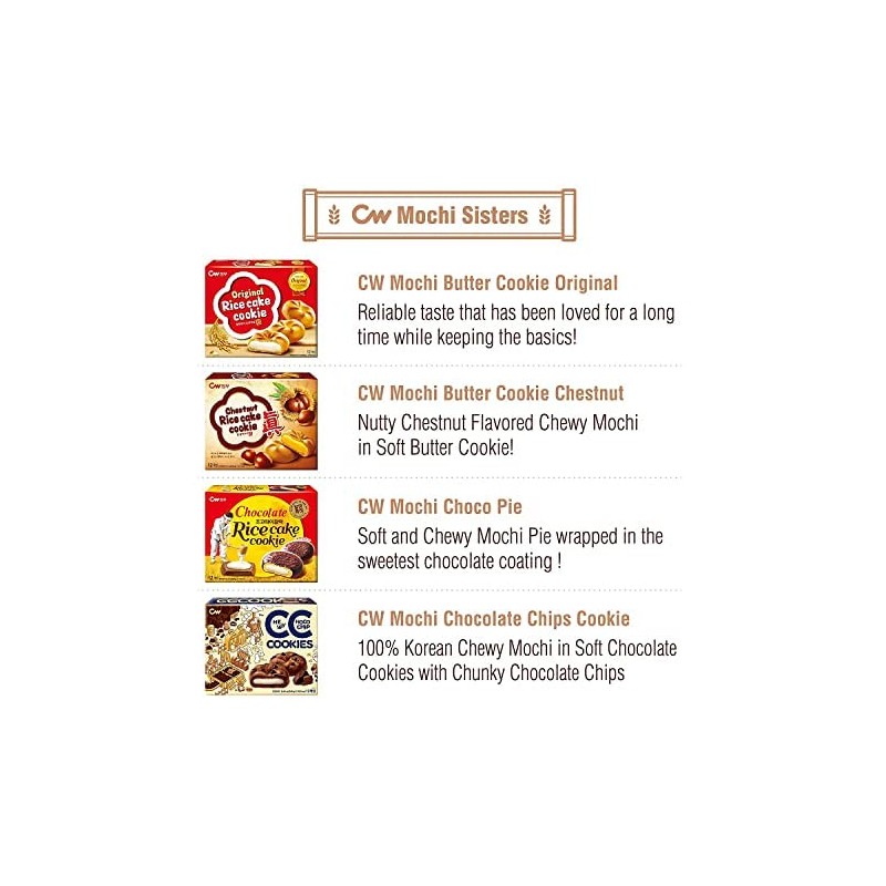 CW Original Mochi Cookies, Mochi in Chocolate Cookies with Chocolate