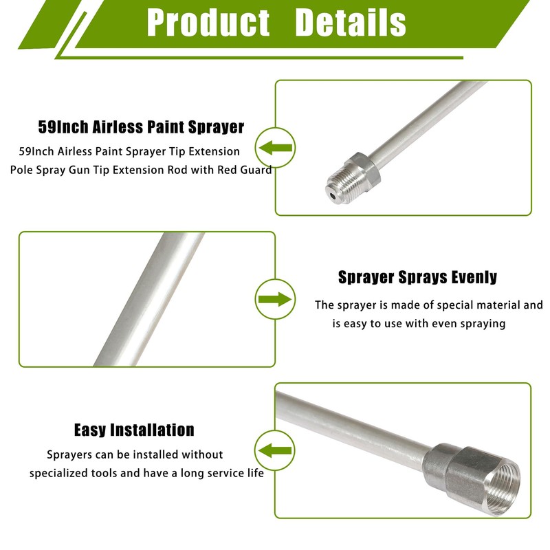 59Inch Airless Paint Sprayer Tip Extension Pole, Spray Gun Tip