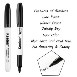 Keebor Black Permanent Markers Fine Tip, 60 Pack, Quick Drying & Fade Resistant, Permanent Marker Set for Wood, Plastic, Paper, Metal, And More