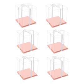 XININSUN XININSUN pink clear cake box with ribbon,4inch 6inch cake boxes,small transparent cake box cake carrier,square cardboard cake containers clear gift boxes for wedding,birthday,party(6pcs)