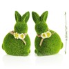 Com-Four® Decorative figures, green ceramic Easter figures, with moss like