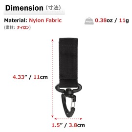 Azarxis Tactical Carabiner Ring Velcro Belt Molle Key Ring Buckle Keychain Multi-functional Tactical Pouch Bag Backpack Compatible (2#Black-4pcs)