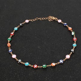 Bufenia Evil Eye Choker Necklace Gold Painted Drip Glaze Clavicle Necklaces Adjustable Jewellery for Women and Girls