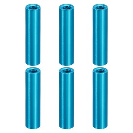 PATIKIL 12pcs M3 Metal Threaded Standoff Spacer Nuts, Round Aluminum Spacers Female Coupling Screws, 1/8" ID x 3/16" OD, Blue, (20mm L)