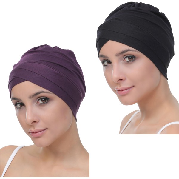 Deresina Bamboo Chemo Cap with Overlapping W-Shaped Front -