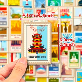 50pcs World Travel Stickers for Girl, Cute Travel Map Waterproof Vinyl Decal for Girl Kids Teen Adult Student Water Bottle Laptop Phone Computer Skateboard Luggage Notebook Scrapbook Guitar