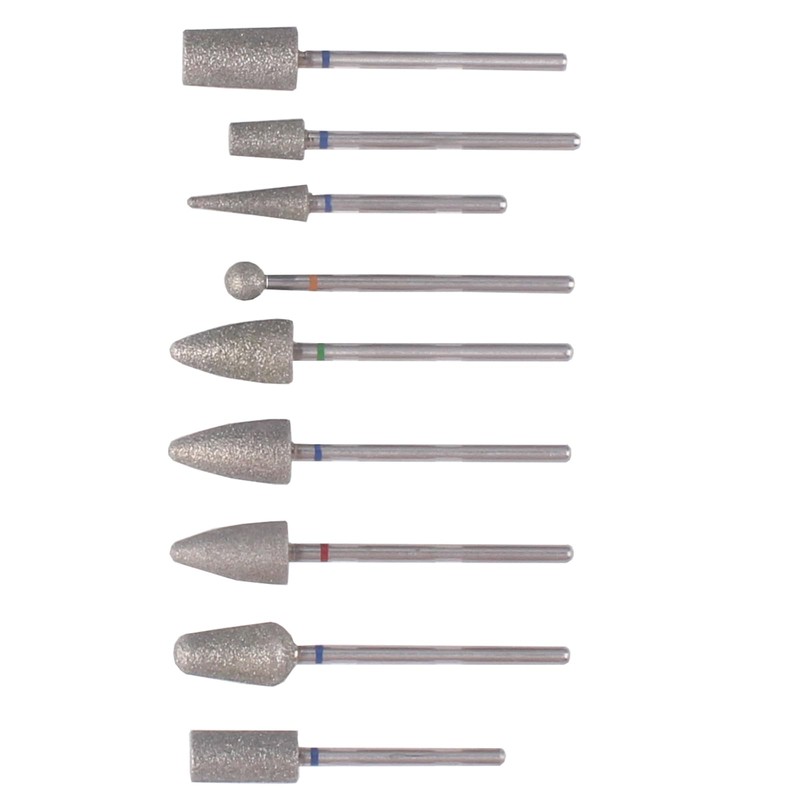 9pcs Pedicure Cone Barrel Ball Drill Bits for Cracked Skin