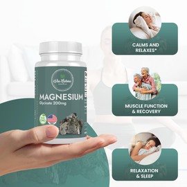 Magnesium Glycinate 200 mg | Gluten Free | Non-GMO | 60 Tables by Via Natura Organics