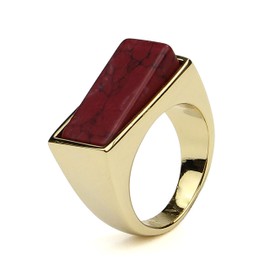 Ben-Amun Jewelry Women's Mod Gold-Tone Rectangle Malachite Stone Ring, Size 7