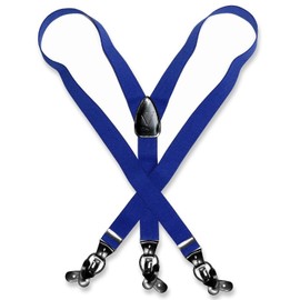 Men's ROYAL BLUE SUSPENDERS Y Shape Back Elastic Button & Clip Convertible