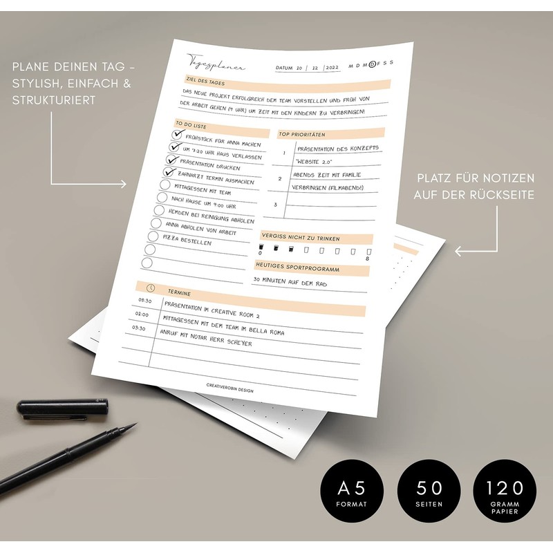 CreativeRobin To Do List & Daily Planner Pad A5 |