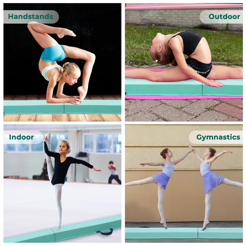 FBSPORT 8ft/10ft Balance Beam Folding Floor Gymnastics Beam Equipment PU
