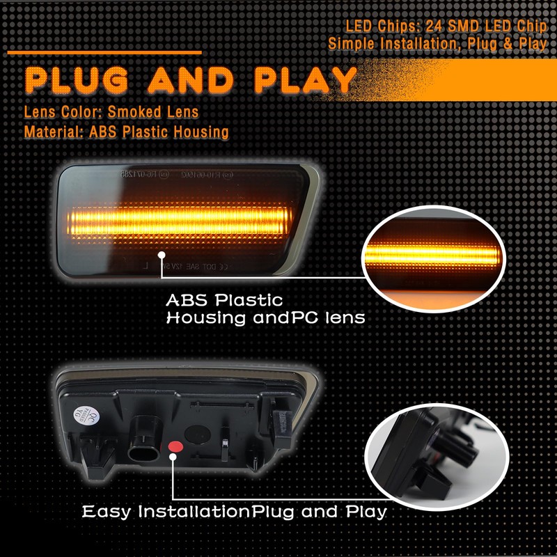 ZDEERAOTO LED Front&Rear Fender LED Side Marker Lights Kit for