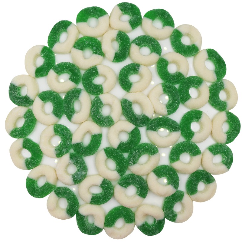 FirstChoiceCandy Gummy Rings Candy (Green Apple, 1 Pound (Pack of
