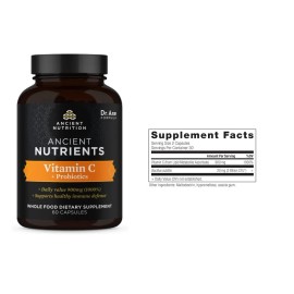 Dr Axe Suplemento de Vitamina C, Apoya el Sistema Inmune Saludable y la Salud Intestinal 60 Ct