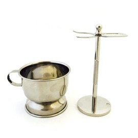 LUXURY STAINLESS STEEL SHAVING CUP BOWL & COL.CONK SHAVING SOAP ALMOND