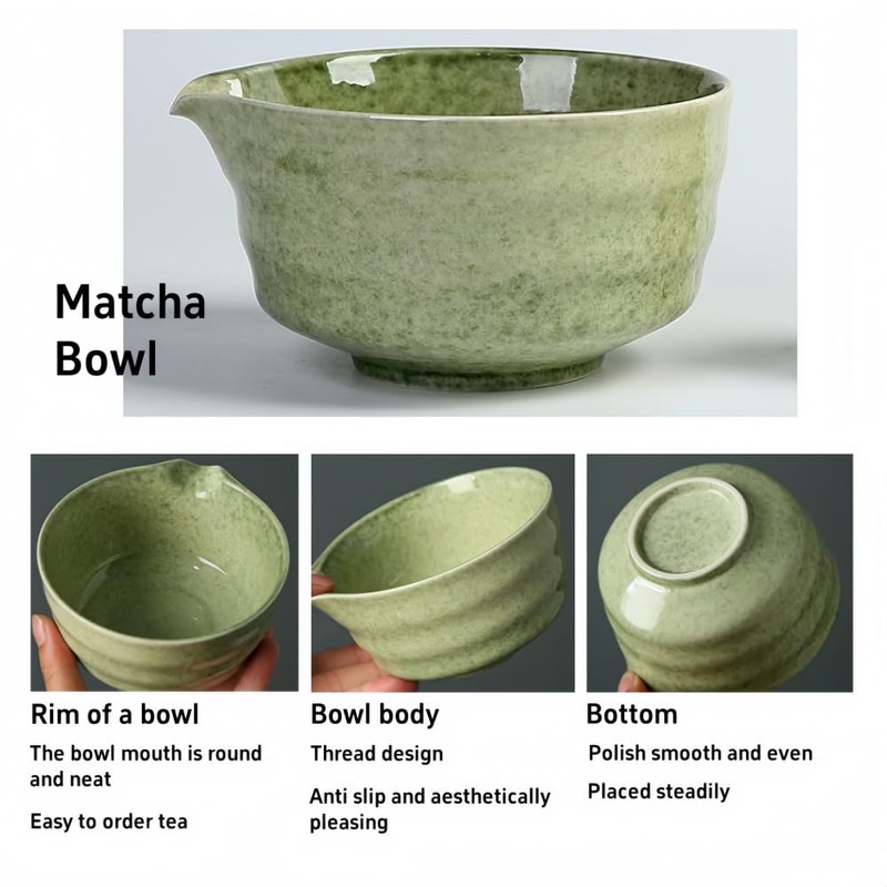 4pcsMatcha Whisk Set,Includes Matcha Bowl, Matcha Whisk Holder,Bamboo Matcha Whisk