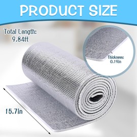 5MM Reflective Insulation Blanket Wrap, 15.7" * 9.8ft Double Side Aluminum Foil Hot Water Heater Cover Jacket for Winter Tank Heater Insulation