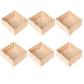 Zofunny 6Pcs Unfinished Wooden Box 6 x 6 Inch Square Rustic Small Wooden Box Craft Organizer Container for Home Art Collectibles Desktop Succulent Plant Pot Drawer DIY Craft