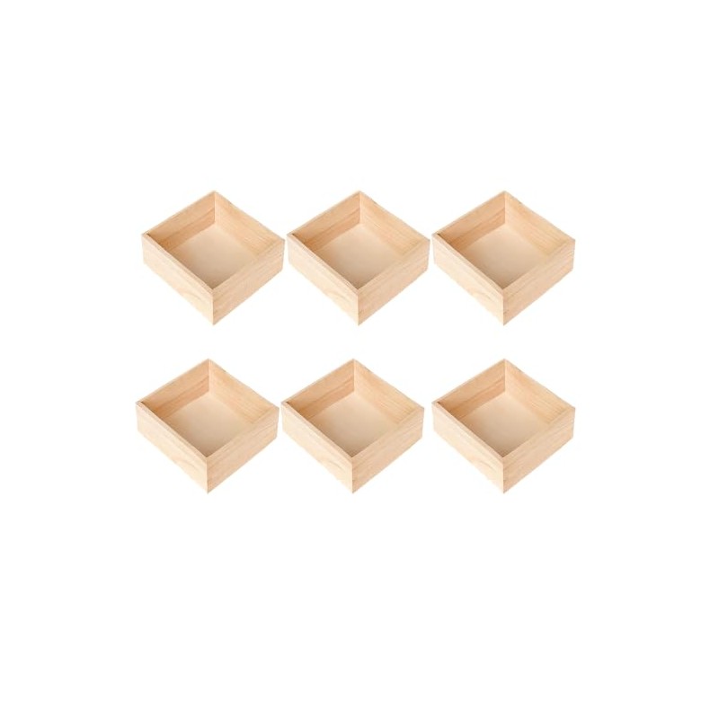 Zofunny 6Pcs Unfinished Wooden Box 6 x 6 Inch Square