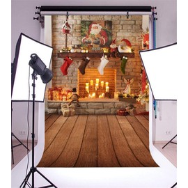 Qinunipoto Christmas Photography Backdrop Photography Background Winter Photography Props Backdrop Sheet for Fireplace Photo Studio Home Photography Christmas Backdrop Party Christmas Backdrop Vinyl