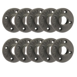 1" Heavy Duty Floor Flange, Home TZH 10 Pack Malleable iron Pipe Flange for Industrial vintage style, Flanges with Threaded Hole for DIY Project/Furniture/Shelving Decoration(1", 10)